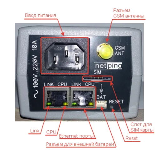 Устройство NetPing 2/PWR-220 v13/GSM3G Устройство NetPing 2/PWR-220 v13/GSM3G